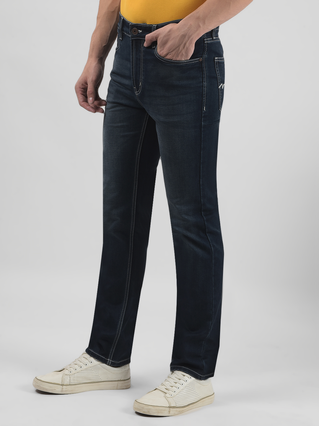 Numero Uno Men Solid Dark Blue Jeans